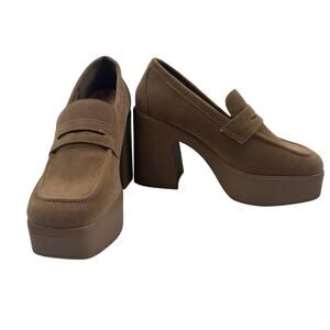 Mi.Im Faux Vegan Suede Platform Chunky Square Toe Preppy Loafers Women's 6.5